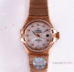 Swiss Replica Omega Constellation Rose Gold Diamond 27mm Watch